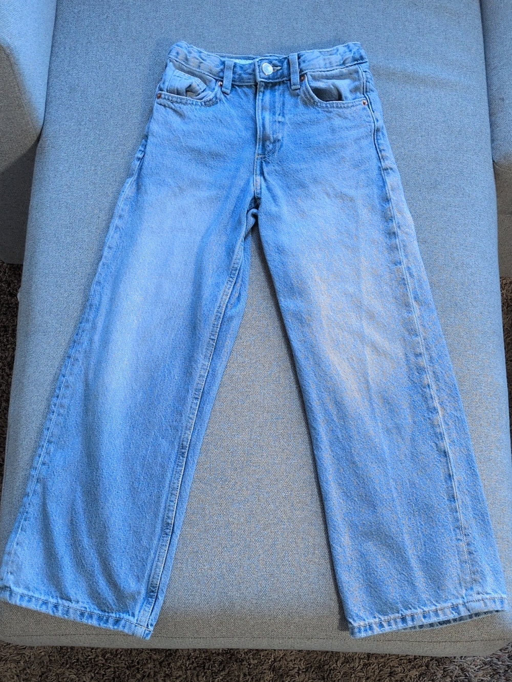 Zara Light Blue High-Rise Wide Leg Jeans